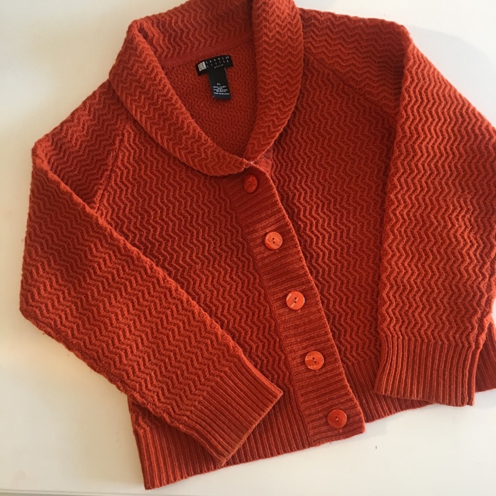 ✨Carole Little✨Orange Cable Gauge Sweater (PL)